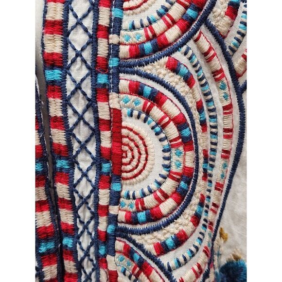 Johnny Was JWLA Linen White Embroidered Open Front Tunic Kimono, M - Picture 3 of 9